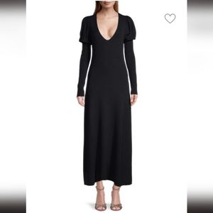 Rebecca Taylor Black Puff Sleeve V-Neck Maxi Dress Small